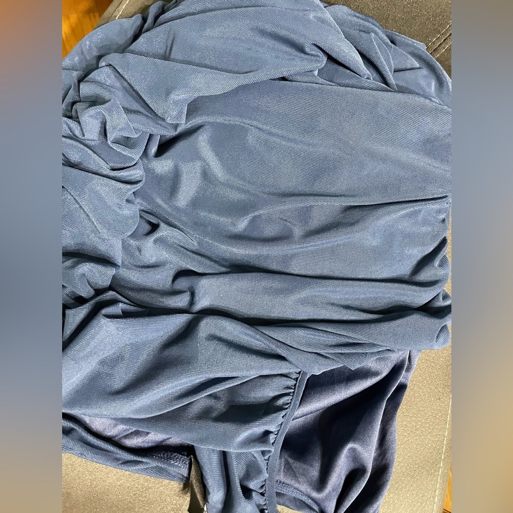 Elegant Navy One-Shoulder Dress PTP 19.5 inches to 21.5" - Picture 11 of 11